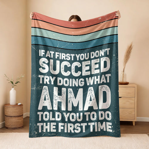 If At First You Don’t Succeed Retro Green Fleece Blanket AHMAD 13K1 BK29