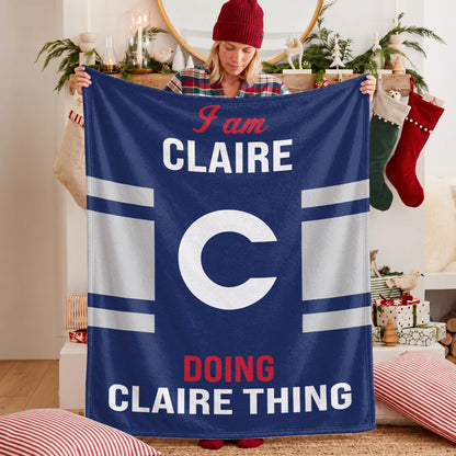 I'm Name Doing Name Things Navy Fleece Blanket CLAIRE 13K1 BK51
