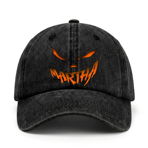 Stay Hungry Pumpkin Chasing Ghosts Funny Washed Cap MARTHA 13K1 C101PF