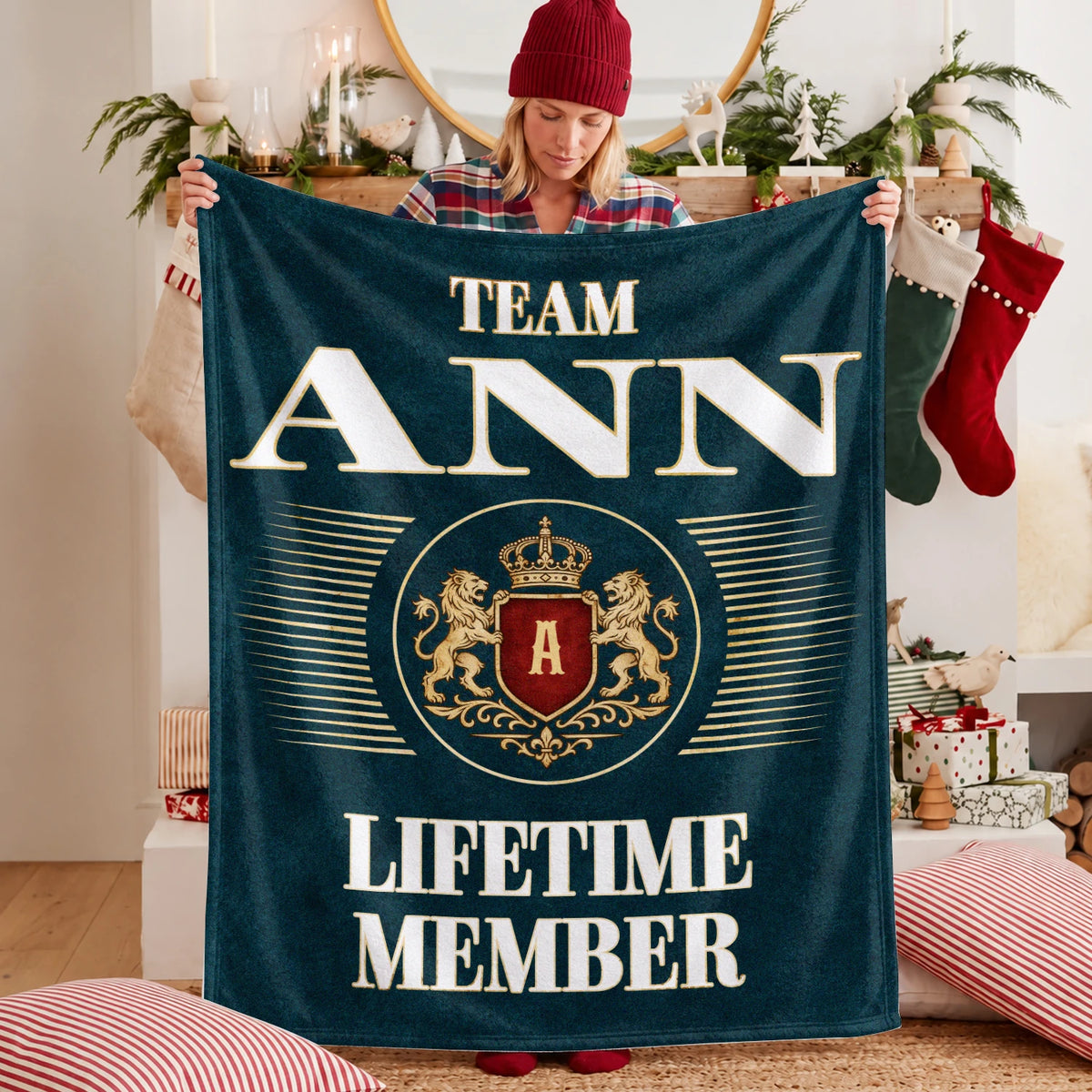 Team Your Name Lifetime Member Sage Green Fleece Blanket ANN 13K1 BK42