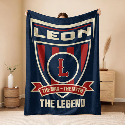 The Man The Myth The Legend Blue Burgundy Baseball Blanket LEON 13K1 BK18