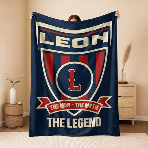 The Man The Myth The Legend Blue Burgundy Baseball Blanket LEON 13K1 BK18