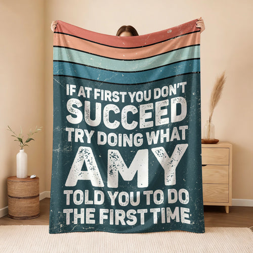 If At First You Don’t Succeed Retro Green Fleece Blanket AMY 13K1 BK29