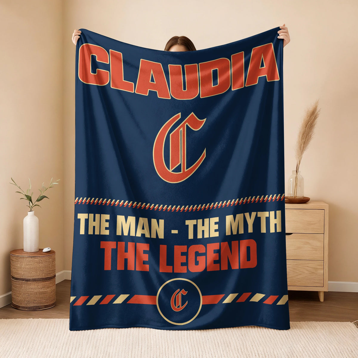 The Man The Myth The Legend Retro Fleece Blanket CLAUDIA 13K1 BK53