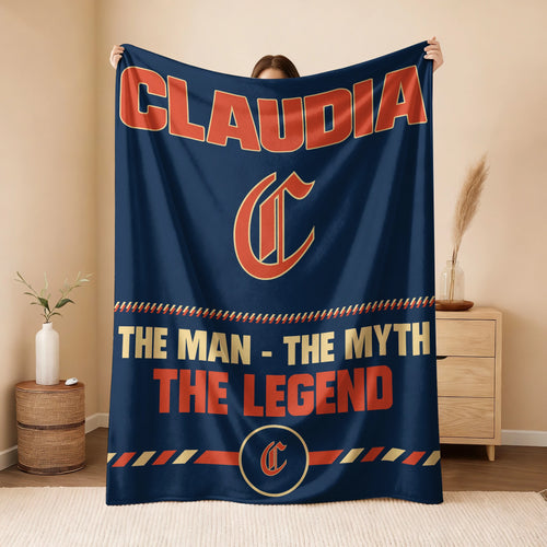 The Man The Myth The Legend Retro Fleece Blanket CLAUDIA 13K1 BK53