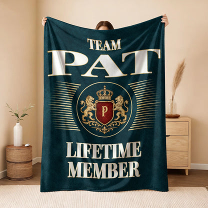 Team Your Name Lifetime Member Sage Green Fleece Blanket PAT 13K1 BK42