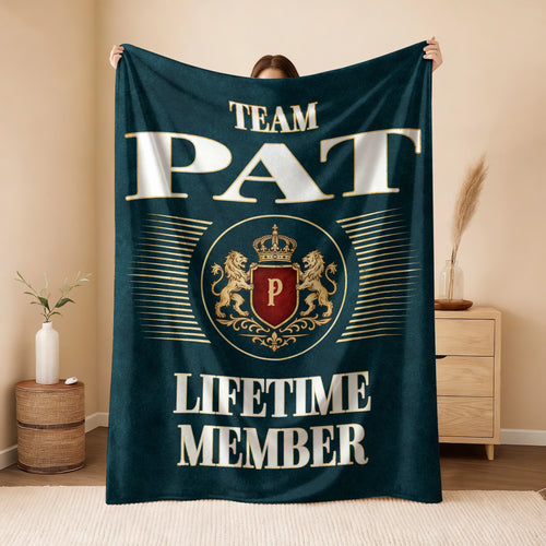 Team Your Name Lifetime Member Sage Green Fleece Blanket PAT 13K1 BK42
