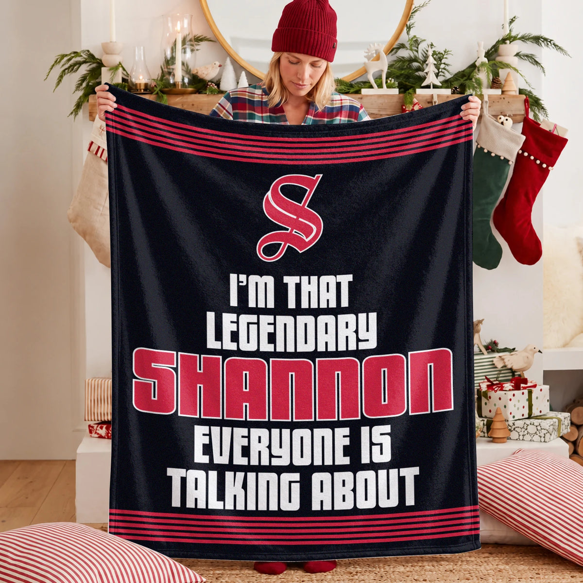 I'm That Legendary Name Dark Red Fleece Blanket SHANNON 13K1 BK48