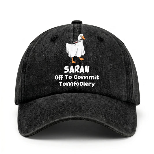 Off To Commit Tomfoolery Funny Goose Washed Cap SARAH 13K1 C131PF