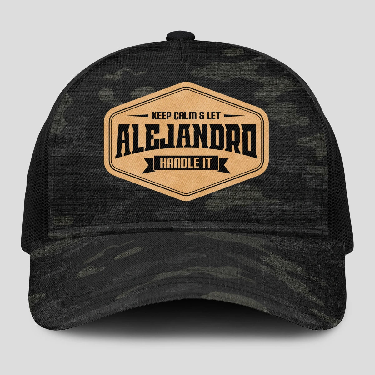Keep Calm & Let Your Name Handle It Dark Camo Mesh Cap ALEJANDRO 13K1 C195PF
