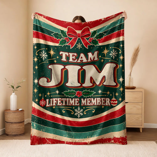 Team Your Name Lifetime Member Christmas Fleece Blanket JIM 13K1 BK52