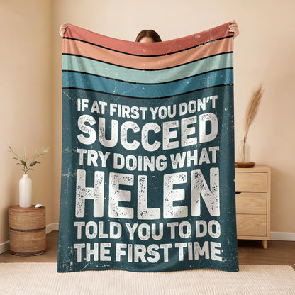 If At First You Don’t Succeed Retro Green Fleece Blanket HELEN 13K1 BK29