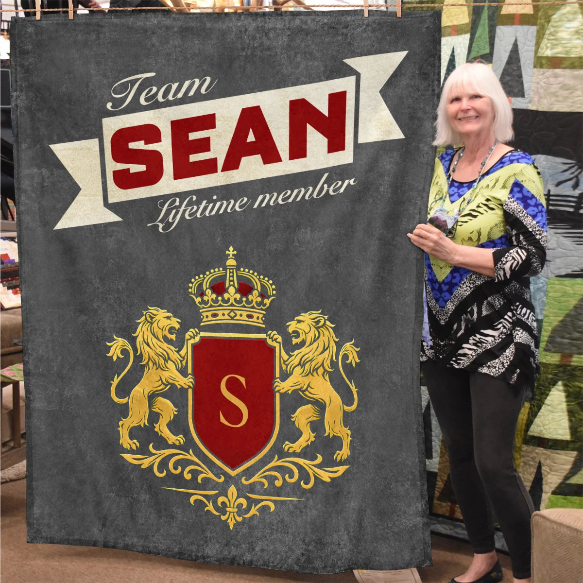 Team Your Name Lifetime Member Charcoal Blanket SEAN 13K1 BK20