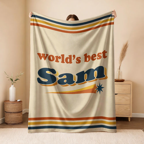 World's Best Your Name Retro Fleece Blanket SAM 13K1 BK64