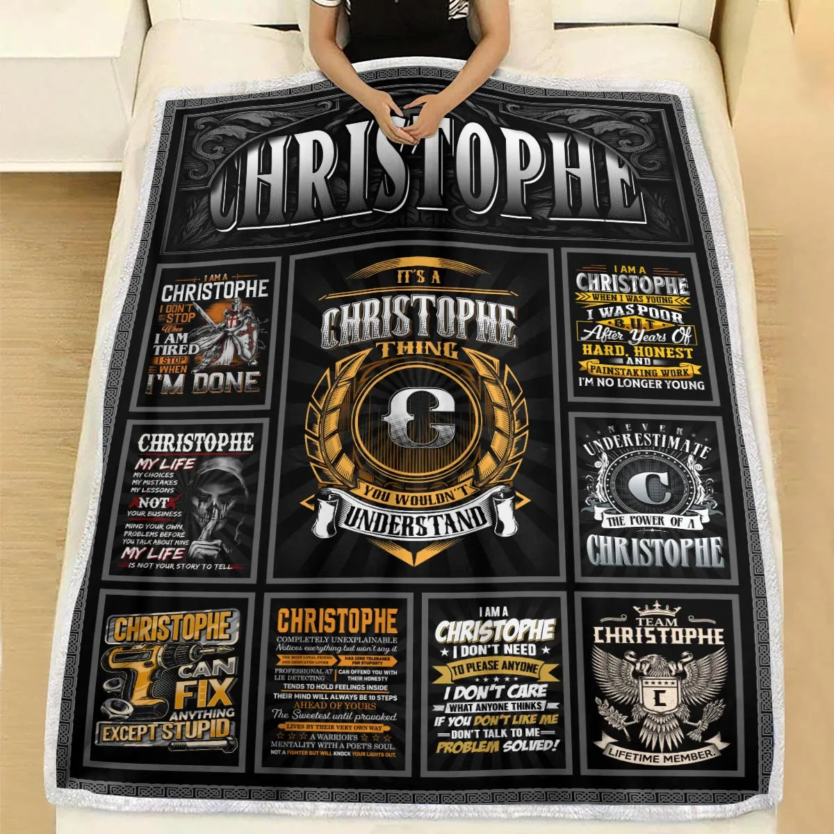 CHRISTOPHE Personalized Blanket | Custom Name Cozy Throw Gift 13K2-BK2