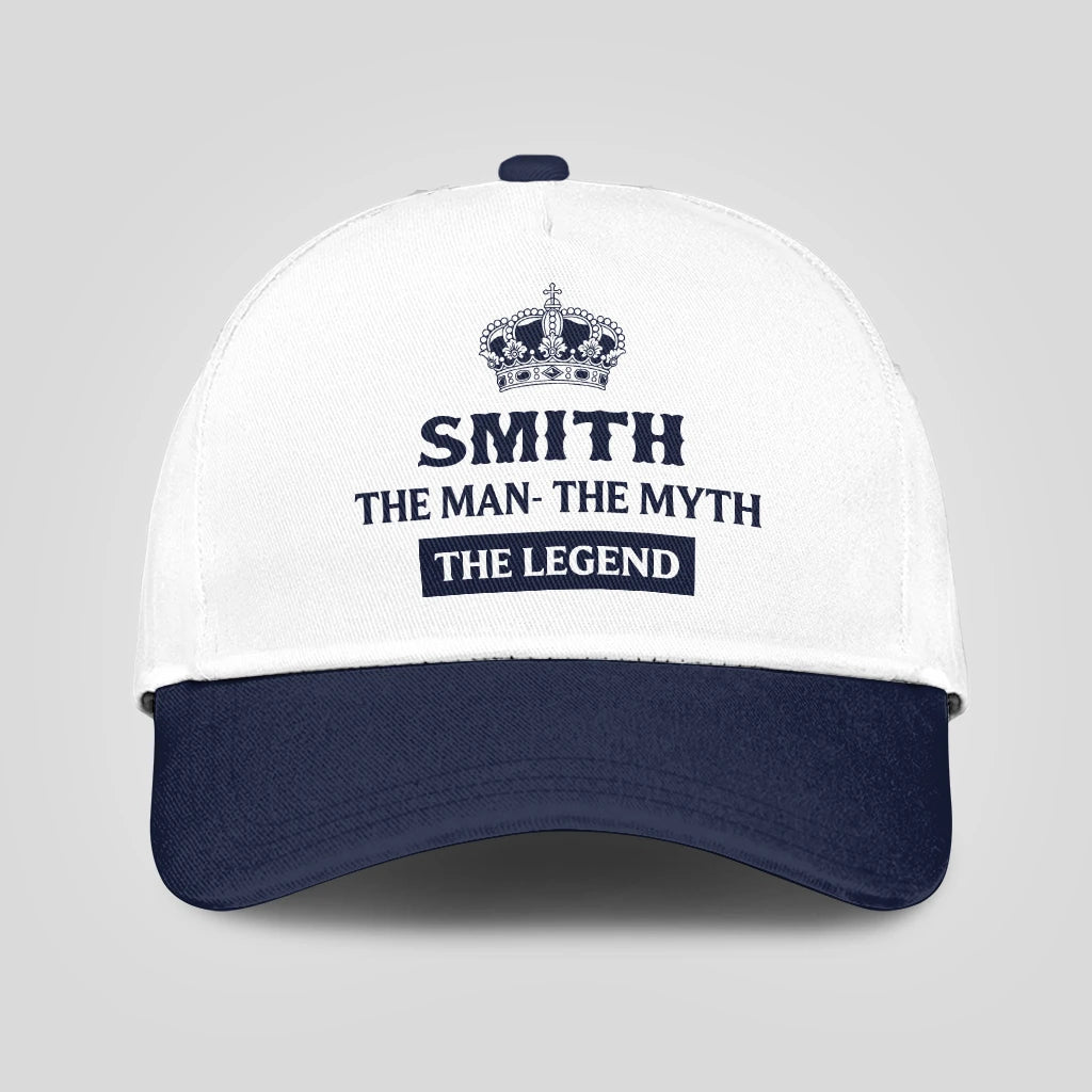 The Man The Myth The Legend King Crown Blue And White Cap SMITH 13K1 C147PF