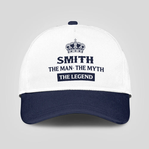 The Man The Myth The Legend King Crown Blue And White Cap SMITH 13K1 C147PF