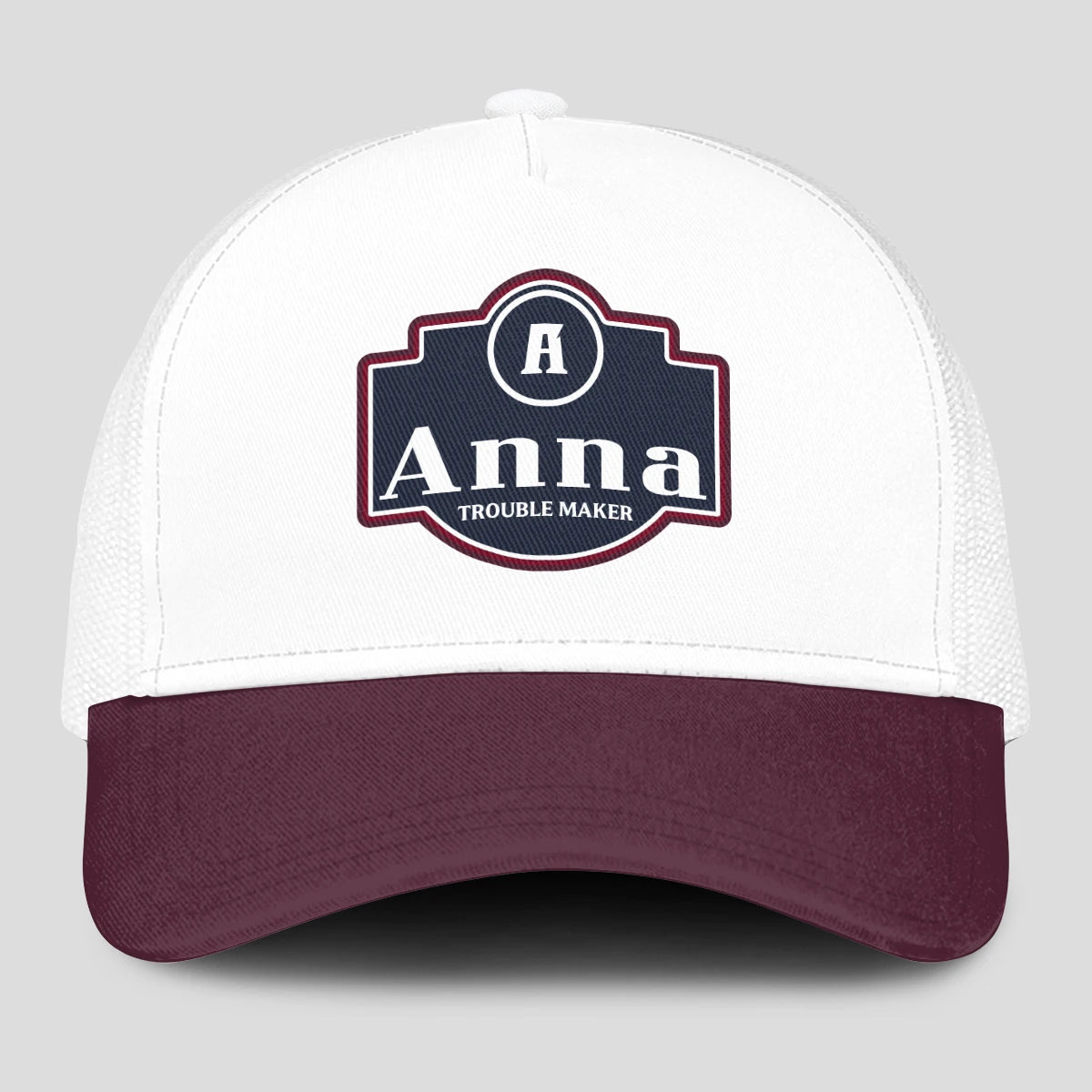 Trouble Maker Burgundy And White Funny Mesh Cap ANNA 13K1 C201PF