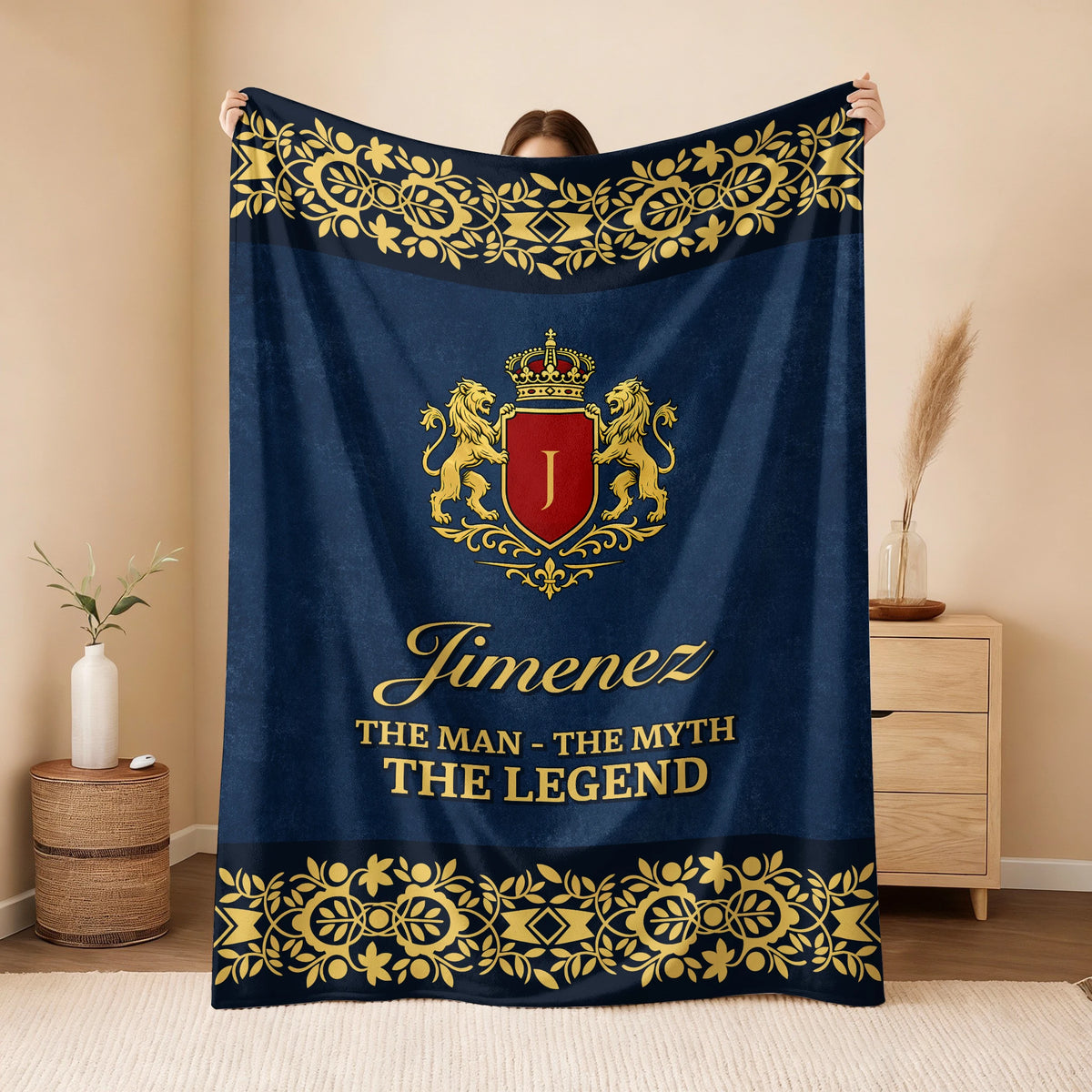 The Man The Myth The Legend Luxury Navy Fleece Blanket JIMENEZ 13K1 BK35