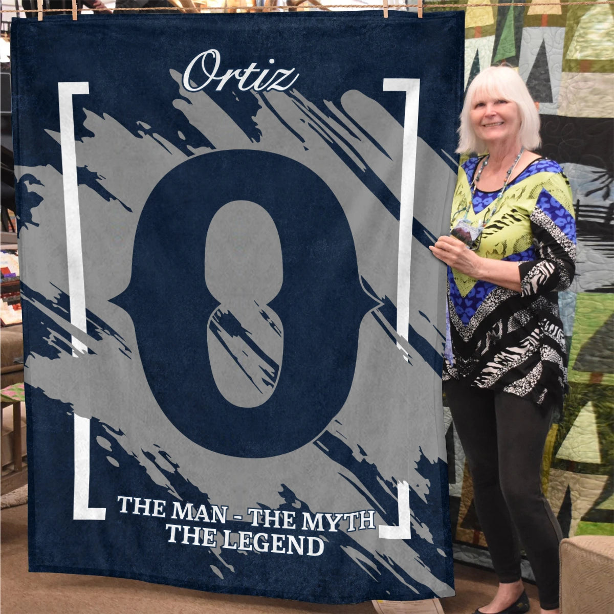The Man The Myth The Legend Navy Baseball Fleece Blanket ORTIZ 13K1 BK17