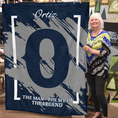 The Man The Myth The Legend Navy Baseball Fleece Blanket ORTIZ 13K1 BK17
