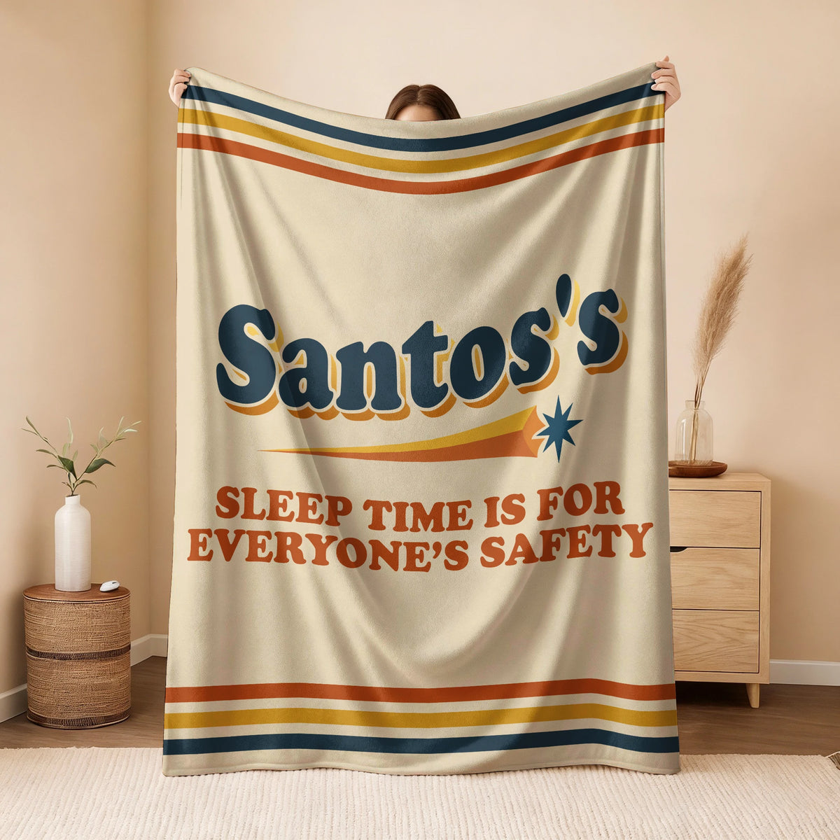Your Name's Sleep Time Funny Retro Fleece Blanket SANTOS 13K1 BK67