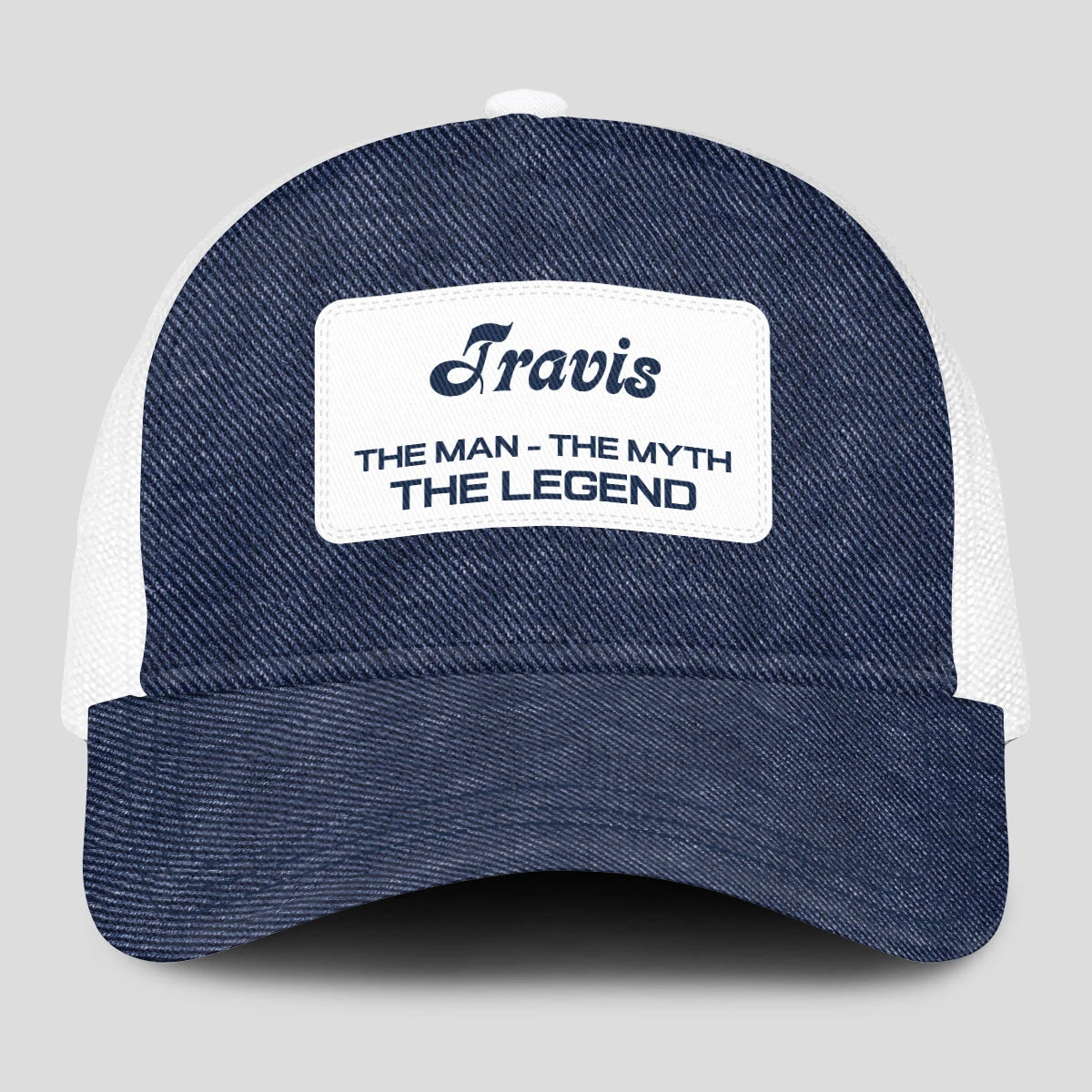 The Man The Myth The Legend Blue Denim Mesh Cap TRAVIS 13K1 C194PF