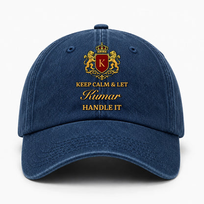 Keep Calm & Let Your Name Handle It Royal Blue Washed Cap KUMAR 13K1 C115PF