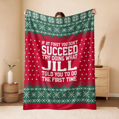 If At First You Don’t Succeed Red Green Christmas Fleece Blanket JILL 13K1 BK28