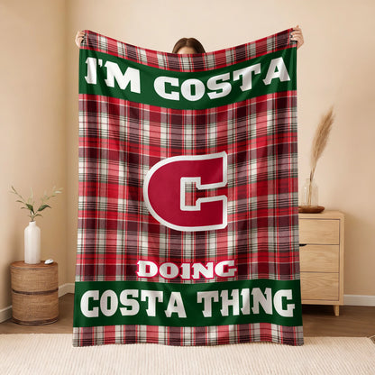 I'm Name Doing Name Things Red Plaid Fleece Blanket COSTA 13K1 BK49