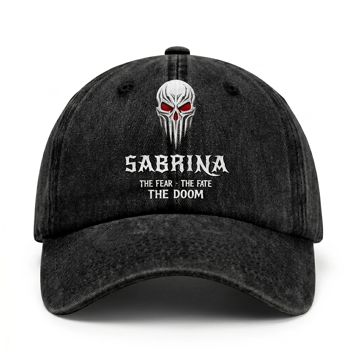 Your Name The Fear The Fate The Doom Skull Washed Cap SABRINA 13K1 C98PF
