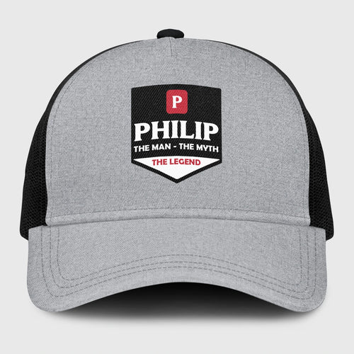 The Man The Myth The Legend Gray Mesh Cap PHILIP 13K1 C189PF