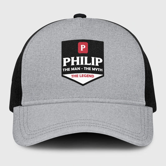 The Man The Myth The Legend Gray Mesh Cap PHILIP 13K1 C189PF