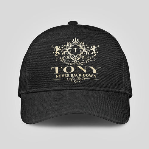 Never Back Down Royal Style Black Cap TONY 13K1 C179PF