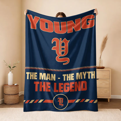 The Man The Myth The Legend Retro Fleece Blanket YOUNG 13K1 BK53