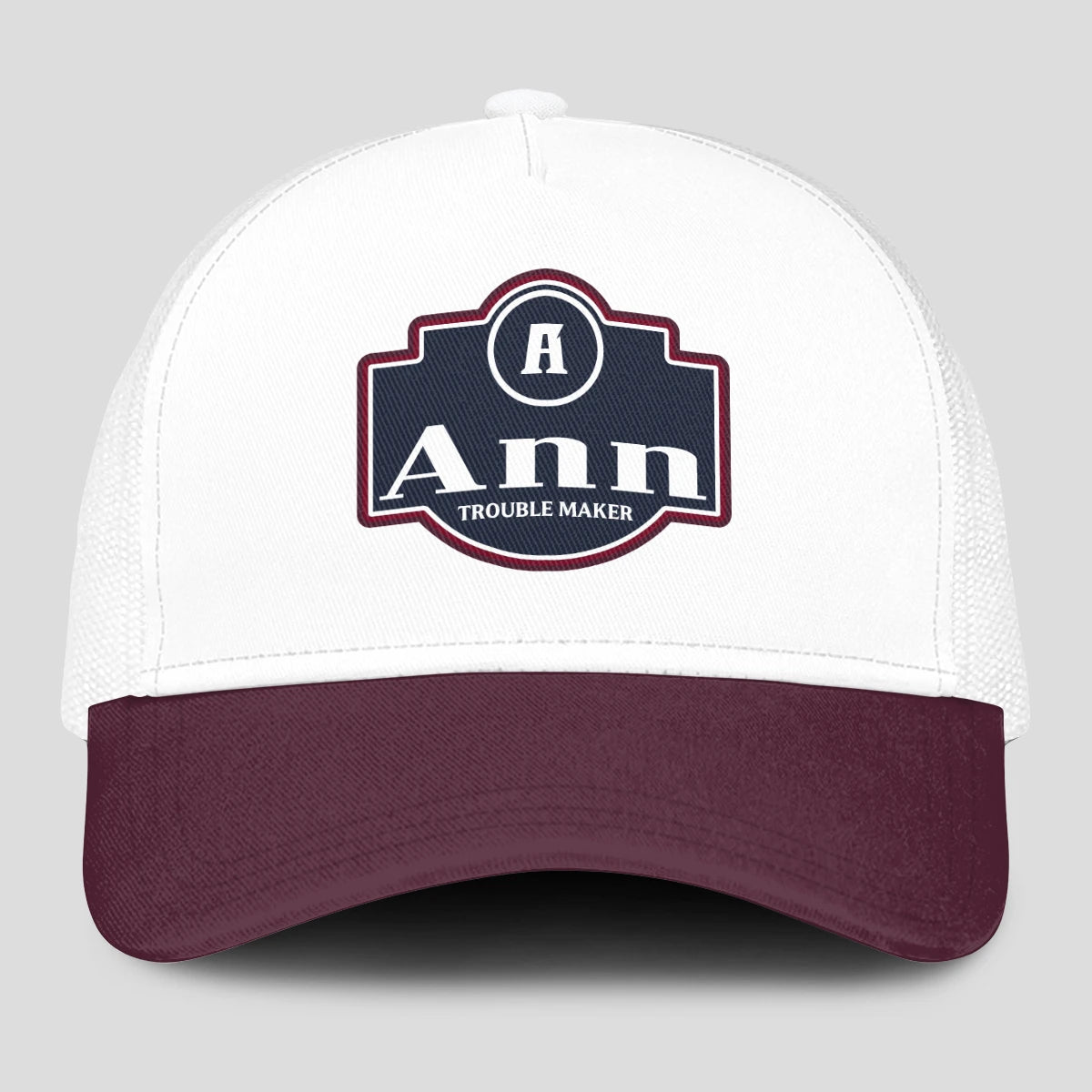 Trouble Maker Burgundy And White Funny Mesh Cap ANN 13K1 C201PF