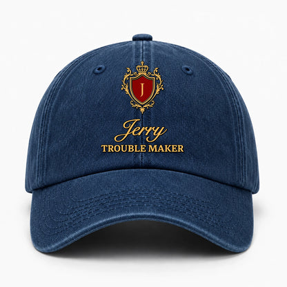 Your Name Trouble Maker Funny Blue Washed Cap JERRY 13K1 C153PF