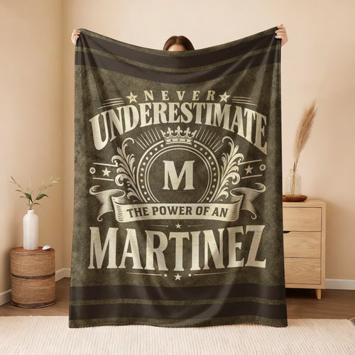 Never Underestimate The Power Of A Name Olive Green Army Fleece Blanket MARTINEZ 13K1 BK46
