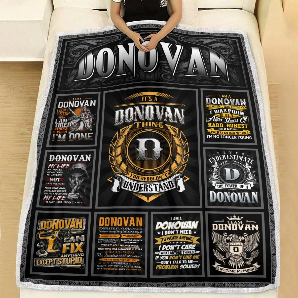 DONOVAN Personalized Blanket | Custom Name Cozy Throw Gift 13K4-BK2