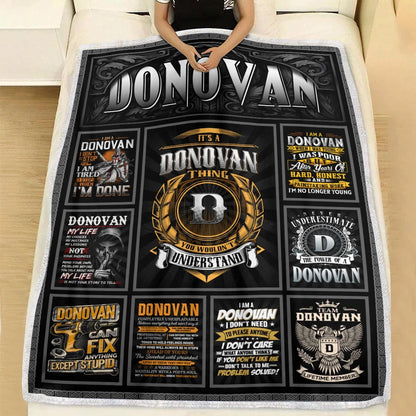 DONOVAN Personalized Blanket | Custom Name Cozy Throw Gift 13K4-BK2
