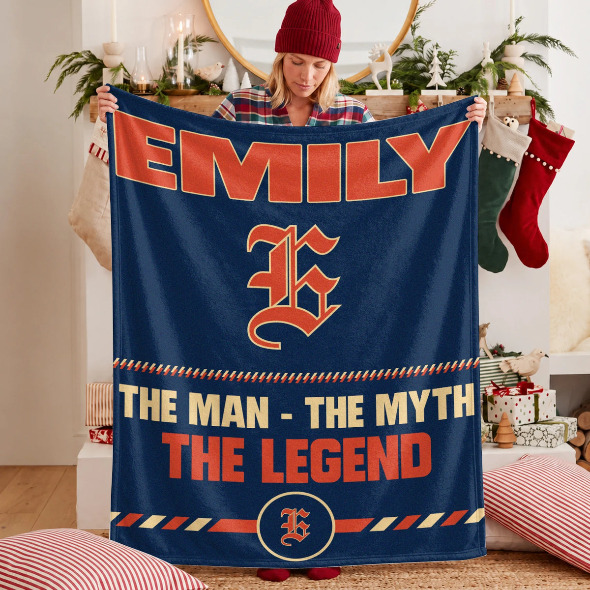 The Man The Myth The Legend Retro Fleece Blanket EMILY 13K1 BK53