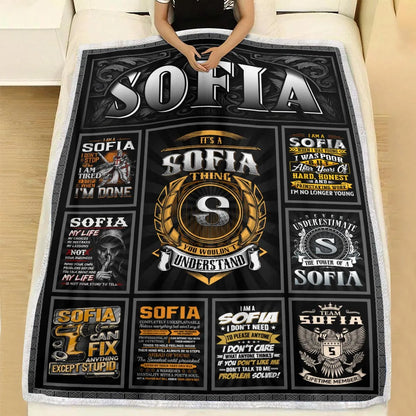 SOFIA Personalized Blanket | Custom Name Cozy Throw Gift 13K1-BK2
