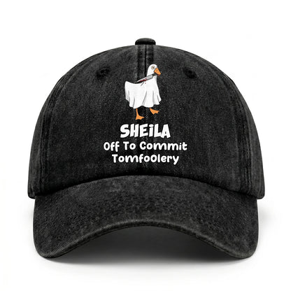 Off To Commit Tomfoolery Funny Goose Washed Cap SHEILA 13K1 C131PF