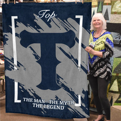 The Man The Myth The Legend Navy Baseball Fleece Blanket TOP 13K1 BK17