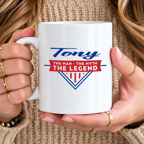 The Man The Myth The Legend Red And Blue Logo Mug TONY 13K1 MG34