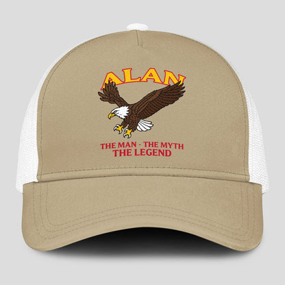 The Man The Myth The Legend Eagle Khaki Mesh Cap ALAN 13K1 C210PF