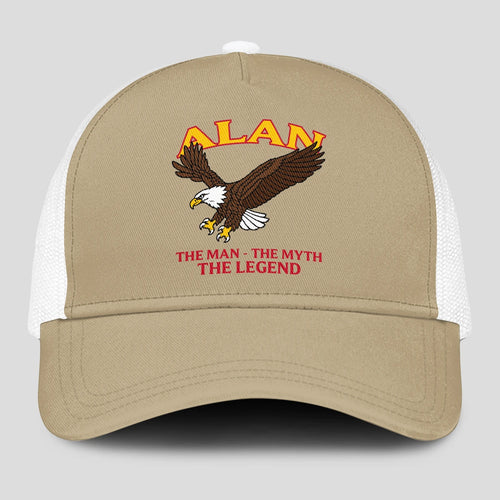 The Man The Myth The Legend Eagle Khaki Mesh Cap ALAN 13K1 C210PF