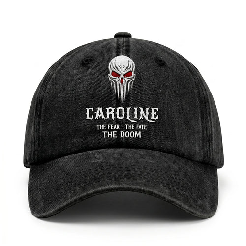 Your Name The Fear The Fate The Doom Skull Washed Cap CAROLINE 13K1 C98PF