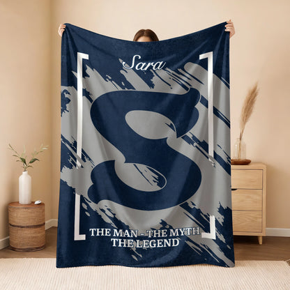The Man The Myth The Legend Navy Baseball Fleece Blanket SARA 13K1 BK17