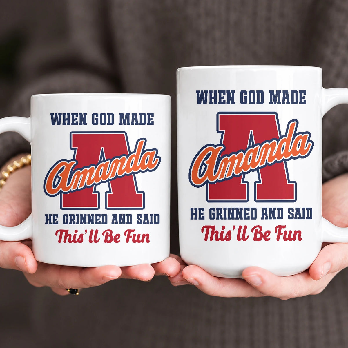 When God Made Your Name Personalized Baseball Mug AMANDA 13K1 MG07